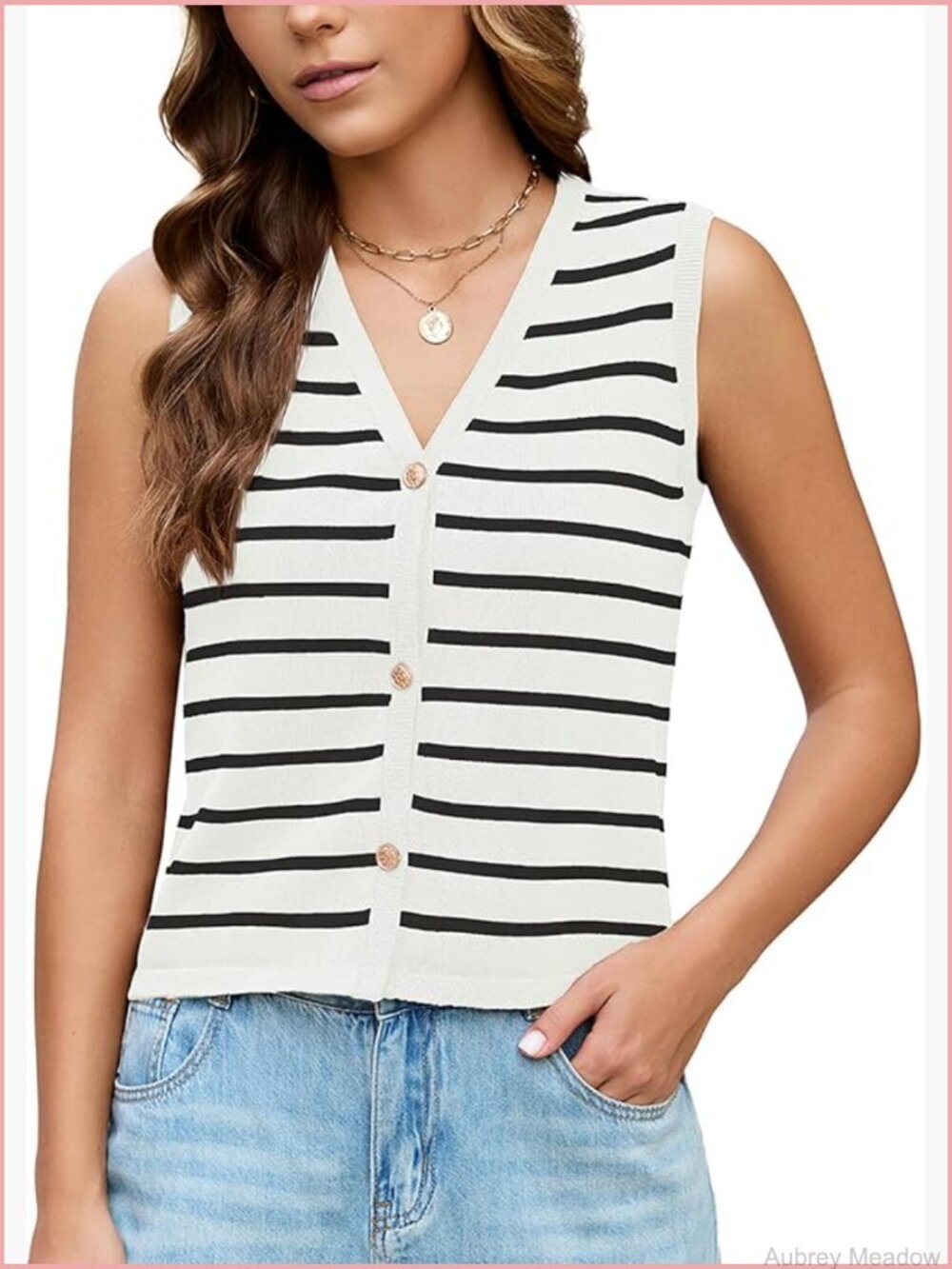 Button Down Knit Sweater Vest for Women Sleeveless Cardigan Top